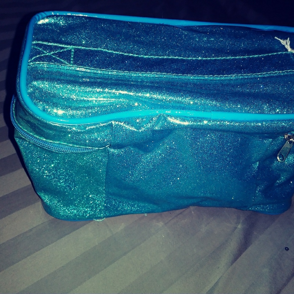 NEW Turquoise GLITTER makeup bag 💄